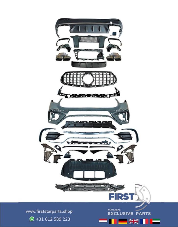 X254 GLC AMG LOOK BODYKIT VOORBUMPER + ACHTERBUMPER GLC43 BU, Auto-onderdelen, Carrosserie en Plaatwerk, Bumper, Mercedes-Benz