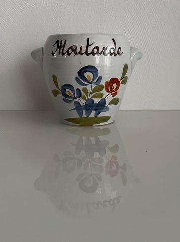 Franse mosterdpot Moutarde handbeschilderd vintage aardewerk beschikbaar voor biedingen