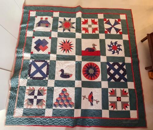Grote handgemaakte quilt (270 x 270 cm) – uniek erfstuk, Huis en Inrichting, Woonaccessoires | Plaids en Woondekens, Ophalen of Verzenden