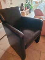 Gratis 6 leren eethoekstoelen op wieltjes., Ophalen, Gebruikt, Bruin, Leer