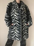 Faux fur zebraprint jas,L. Nepbont boho bohemian dierenprint, Verzenden, Zwart, Maat 42/44 (L), Vintage