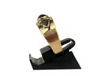 Vintage gouden bandring met granaat, mt 18,5, Verzenden, Goud, Ring, Met edelsteen