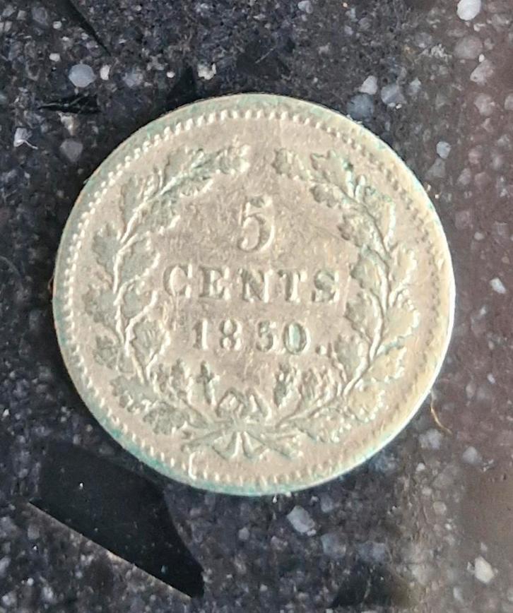 5 cent Nederland 1850 Willem III  zeldzame zilveren munt!, Postzegels en Munten, Munten | Nederland, 5 cent, Koning Willem III