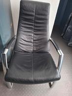 Topform zwart leer stoel, Huis en Inrichting, Fauteuils, Ophalen, Gebruikt, Leer