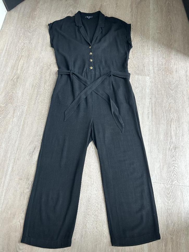 King Louie maat 44 zwart linnen jumpsuit broekpak 2179, Kleding | Dames, Jumpsuits, Zo goed als nieuw, Maat 42/44 (L), Zwart, Ophalen of Verzenden