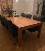 Massief eiken eettafel 230 x 115 cm, Ophalen, Gebruikt, 100 tot 150 cm, Eikenhout