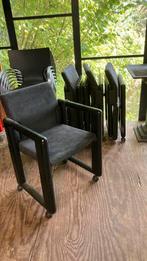 4 inklapbare leunstoelen op wieltjes, Ophalen, Hout, Gebruikt, Zwart
