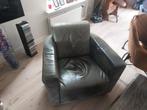 leren fauteuil, grijs, 2 stuks, Ophalen, Gebruikt, Minder dan 75 cm, Leer