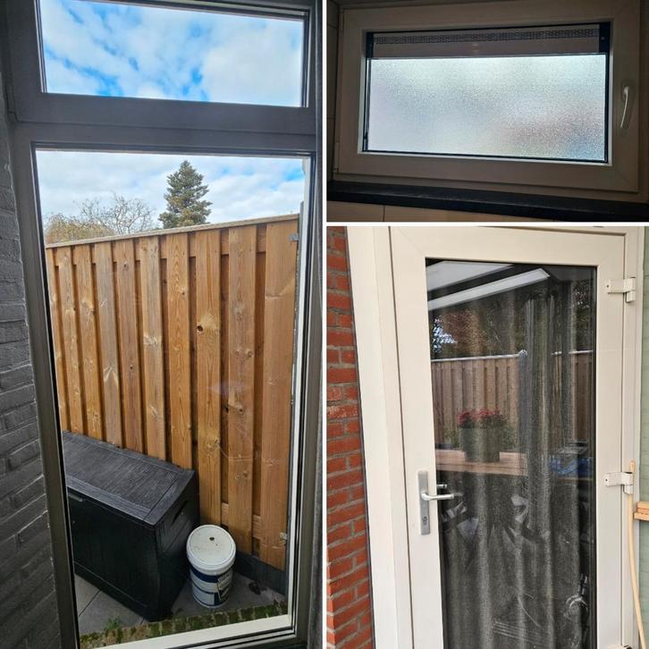 Buitendeur, hoge raam en kleine raam., Doe-het-zelf en Verbouw, Kozijnen en Schuifpuien, Zo goed als nieuw, Deurkozijn, Kunststof