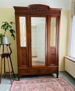 Antieke / vintage garderobekast / kledingkast spiegeldeuren, Antiek en Kunst, Antiek | Meubels | Kasten, Ophalen