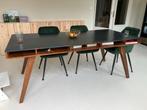 Houten Eettafel 200x90 met Opbergvakken - Off-Zwart, Ophalen, Gebruikt, 100 tot 150 cm, 150 tot 200 cm