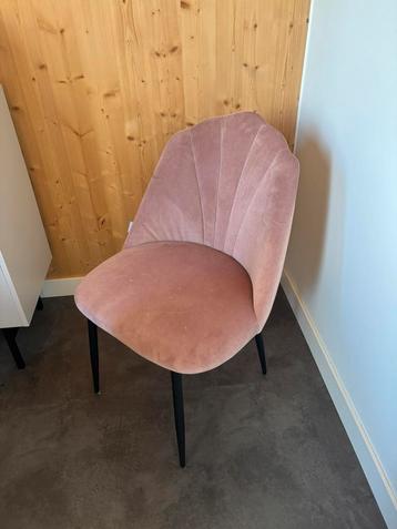 Eetkamerstoel Troubadour oudroze suede-look met zwarte poten beschikbaar voor biedingen