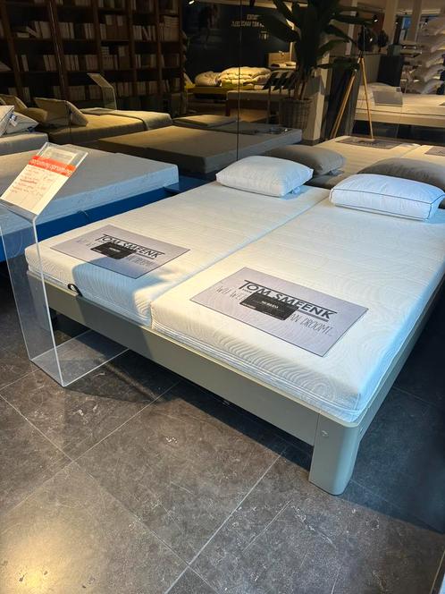 Auping Auronde 1000 180/200 Taupe + NIEUWE Matrassen!, Huis en Inrichting, Slaapkamer | Bedden, Zo goed als nieuw, Tweepersoons