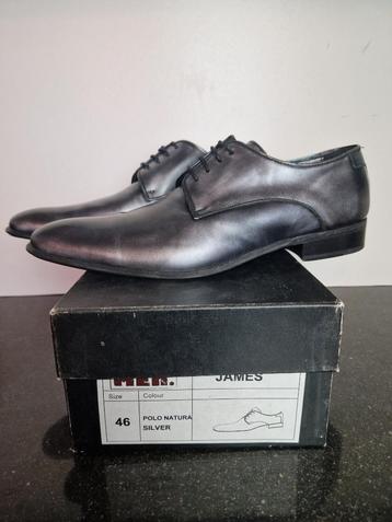 Heren leren schoenen – James – zilvergrijs beschikbaar voor biedingen