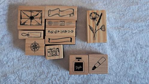 Nieuw setje stempels Reizen/post,  rubberen stempels op hout, Hobby en Vrije tijd, Stempelen, Zo goed als nieuw, Houten stempel