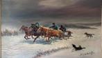 schilderij wolven aanval van A Scheloumoff., Ophalen