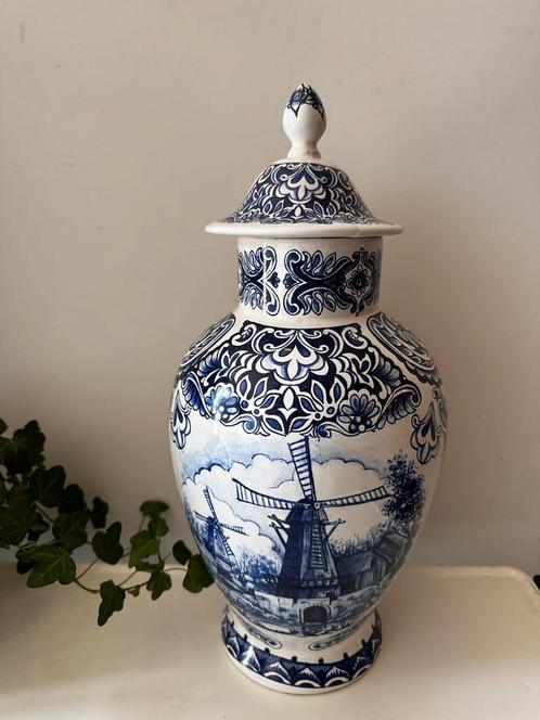 Grote vintage dekselvaas delftsblauw, Antiek en Kunst, Antiek | Vazen, Ophalen of Verzenden