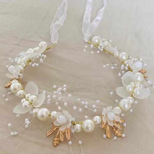 Bloemen parel krans haar accessoire, Sieraden, Tassen en Uiterlijk, Uiterlijk | Haarverzorging, Nieuw, Tondeuse, Verzenden