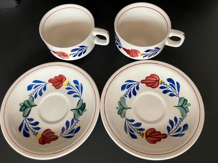 2 Boerenbont kop@schotels, Huis en Inrichting, Keuken | Servies, Nieuw, Kop(pen) en/of Schotel(s), Boerenbont, Aardewerk, Ophalen