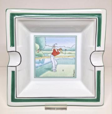 Porseleinen sigaren asbak golfer B. Fraggier, Apilco France. beschikbaar voor biedingen
