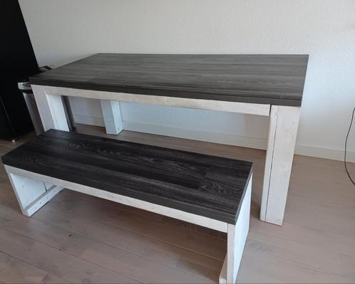 Mooie steigerhouten eettafel met bijbehorend bankje, Huis en Inrichting, Tafels | Sidetables, Zo goed als nieuw, 25 tot 50 cm