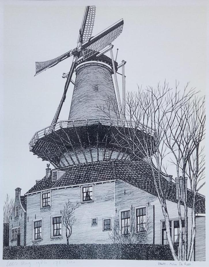 Sees Vlag (1934-2018) - Delft - Molen de Roos (#175), Antiek en Kunst, Kunst | Schilderijen | Klassiek, Ophalen of Verzenden