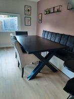 Zwarte eettafel met kruispoot, Huis en Inrichting, Tafels | Eettafels, Ophalen, Gebruikt, 100 tot 150 cm, Vijf personen of meer