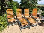Preston tuinset teakhout aluminium 4 stuks, Ophalen, Zo goed als nieuw, Aluminium, Verstelbaar