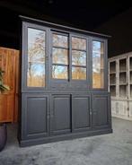 Grote zwarte buffetkast | Teakhouten vitrinekast #2580, Niet ingevuld, Met deur(en), 200 cm of meer, Niet ingevuld