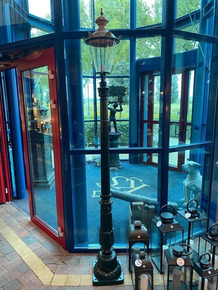 Klassieke Lantarenpaal, Tuin en Terras, Buitenverlichting, Zo goed als nieuw, Staande lamp, Aluminium, 50 tot 250 watt, Netvoeding