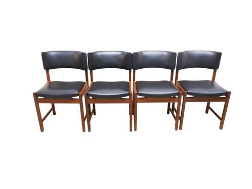 Set van 4 vintage eetkamerstoelen, jaren 60, Huis en Inrichting, Stoelen, Gebruikt, Vier, Hout, Overige materialen, Zwart, Ophalen