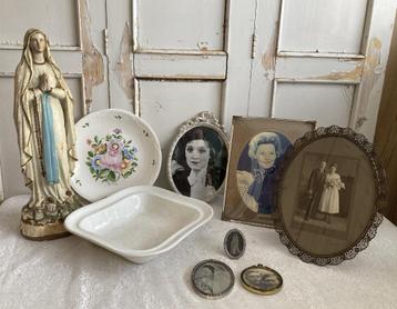 Brocante Maria - Mariabeeld / sierbordje / dekschaal Regout beschikbaar voor biedingen