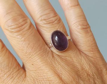 Zilveren ring met natuurlijke Amethist steen zilver 925 beschikbaar voor biedingen