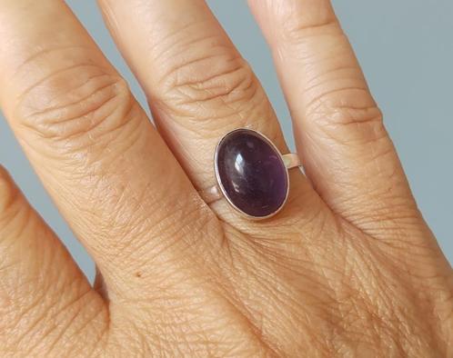 Zilveren ring met natuurlijke Amethist steen zilver 925, Sieraden, Tassen en Uiterlijk, Ringen, Nieuw, Dame, 17 tot 18, Paars
