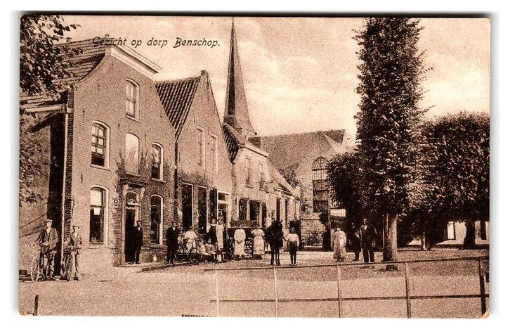 Benschop, Gezicht op dorp Benschop, Verzamelen, Ansichtkaarten | Nederland, Gelopen, Utrecht, Voor 1920, Ophalen of Verzenden