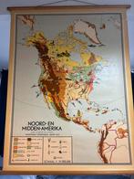 Wandkaart - schoolkaart Noord- en Midden Amerika., Antiek en Kunst, Antiek | Schoolplaten, Aardrijkskunde, Ophalen