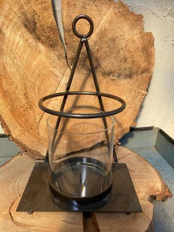 MUUR-LANTAARN METAAL GLASCILINDER NIEUW beschikbaar voor biedingen