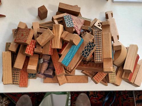 antieke houten bouwblokken brocante blokken bouwstenen, Kinderen en Baby's, Speelgoed | Bouwstenen, Gebruikt, Overige merken, Verzenden