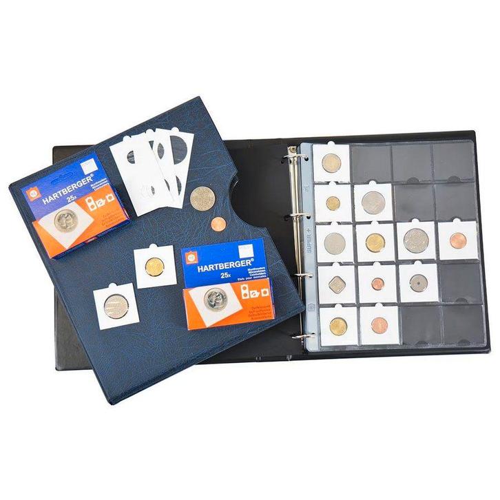 Hartberger Muntenalbum Deluxe met cassette en 50 munthouders, Postzegels en Munten, Munten en Bankbiljetten | Toebehoren, Verzamelmap