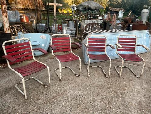 4x vintage ijzeren stoelen merk torck of terras stoelen, Antiek en Kunst, Curiosa en Brocante, Ophalen