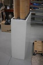 bloembak bloempot clayfibre wit met bamboe afscheiding, Tuin en Terras, Bloembakken en Plantenbakken, Ophalen, Gebruikt, Binnen