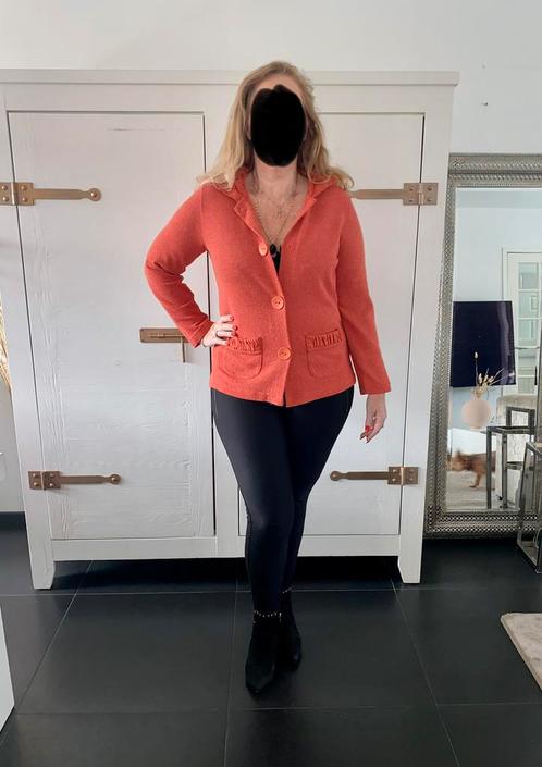 Oranje bric gebreid vest jasje dames maat 40 L 42 XL ZGAN!, Kleding | Dames, Truien en Vesten, Zo goed als nieuw, Maat 42/44 (L)