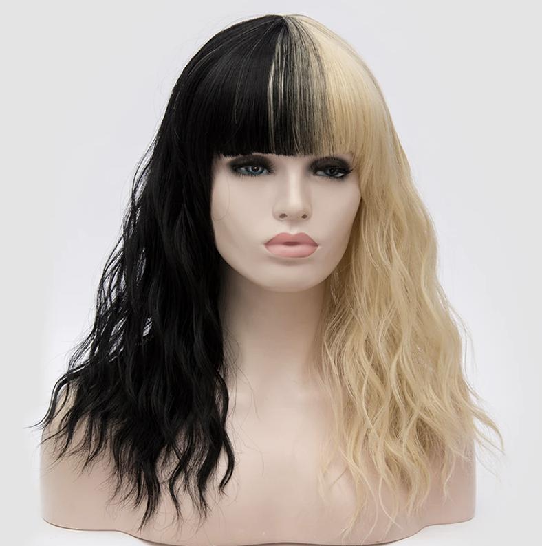 Blonde Zwarte Bob Pruik Met Slag Haar Haren Dames Vrouwen, Verzenden, Nieuw, Pruik of Haarverlenging