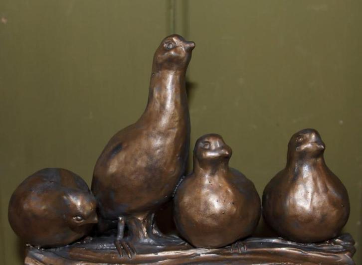 Keramiek beeld 4 patrijzen, Antiek en Kunst, Kunst | Beelden en Houtsnijwerken, Ophalen of Verzenden