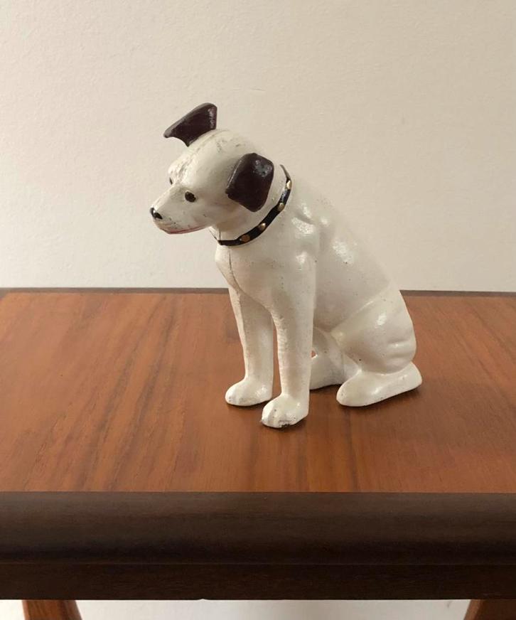 His masters voice gietijzeren spaarpot | Nipper the Dog, Verzamelen, Spaarpotten, Zo goed als nieuw, Dier, Steen, Aardewerk of Keramiek