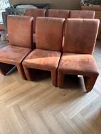 Set van 6 bruine eetkamerstoelen, Ophalen, Zo goed als nieuw, Bruin, Overige materialen