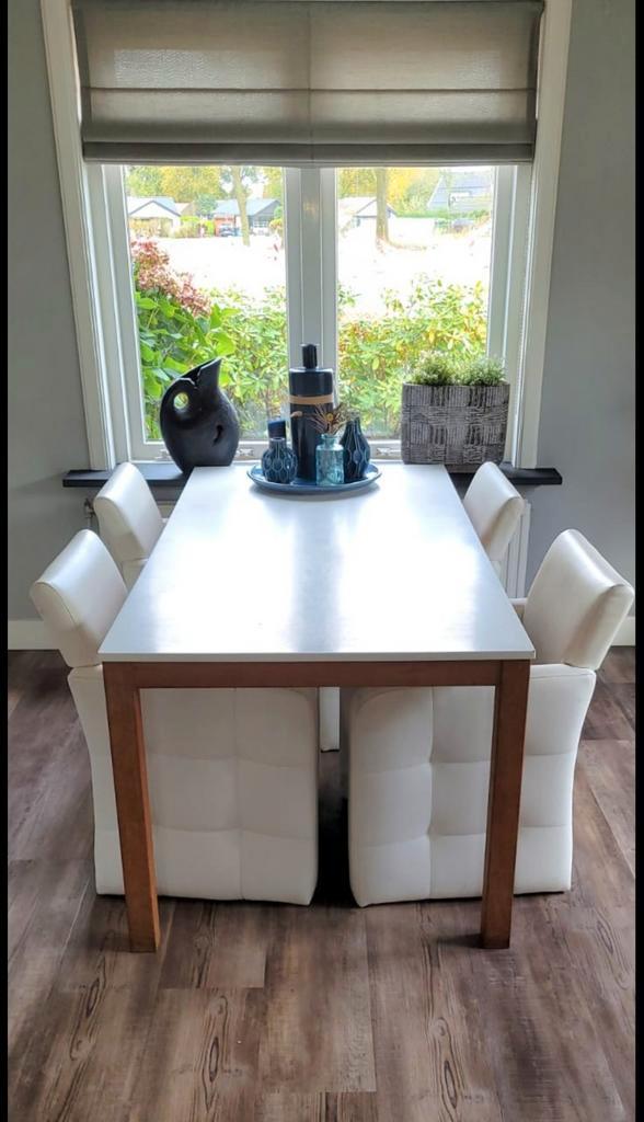 Eettafel met 4 fauteuils/eetkamerstoelen, Huis en Inrichting, Tafels | Eettafels, Zo goed als nieuw, 100 tot 150 cm, 150 tot 200 cm