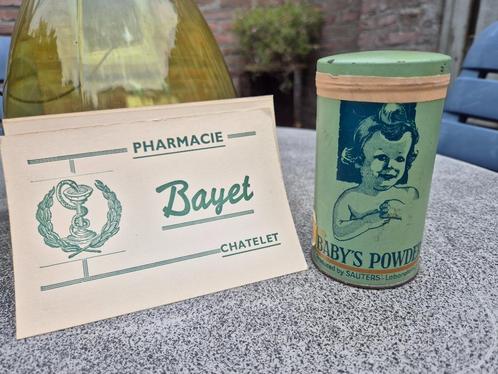 Oud blikje BABY'S POWDER van Apotheek Bayet baby poeder vol., Verzamelen, Blikken, Zo goed als nieuw, Overige, Overige merken