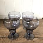 Vintage Blauw-Grijze Glazen Bekers - Set van 4, Antiek en Kunst, Ophalen of Verzenden