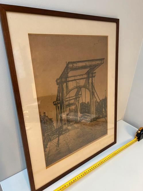 Ets magerebrug Amsterdam Cornelis Brandenburg, Antiek en Kunst, Kunst | Tekeningen en Foto's, Ophalen